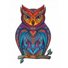 Пазл из дерева фигурный для детей и взрослых.  Деревянный контурный Пазл Мудрая Сова, HD20009