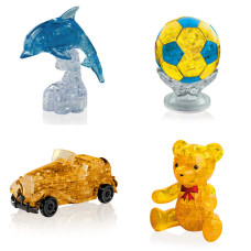 Комплект из 4х штук на Новый год. Пазл антистресс Дельфин со светом, Футбольный мяч, Машина, Мишка