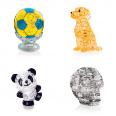 Подарочный комплект из  4 штук. Конструктор для детей Футбольный мяч, Собачка, Панда Со светом, Череп