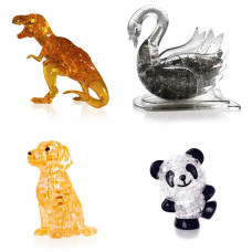 Коллекция из 4х штук новогодняя. Модель для сборки подарок классу Динозавр, Лебедь, Собачка, Панда Со светом Коллекция из 4х штук новогодняя. Модель для сборки подарок классу Динозавр, Лебедь, Собачка, Панда Со светом