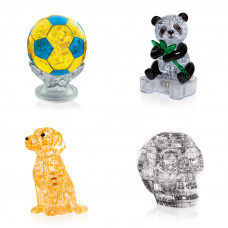 Коллекция 4 штуки подарочный. 3D пазл антистресс Футбольный мяч, Панда, Собачка, Череп