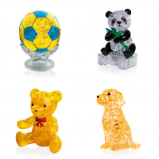 Коллекция 4 штуки на Новый год. Пазл подарок классу Футбольный мяч, Панда, Мишка, Собачка