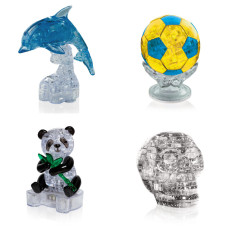 Комплект из 4х штук в подарок. Модель для сборки для девочки Дельфин со светом, Футбольный мяч, Панда, Череп Комплект из 4х штук в подарок. Модель для сборки для девочки Дельфин со светом, Футбольный мяч, Панда, Череп