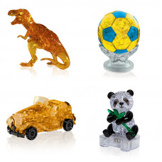 Подборка из 4х штук подарочный. 3D пазл для мальчика Динозавр, Футбольный мяч, Машина, Панда Подборка из 4х штук подарочный. 3D пазл для мальчика Динозавр, Футбольный мяч, Машина, Панда