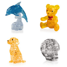 Комплект 4 штуки новогодний. Пазл подарок классу Дельфин со светом, Мишка, Собачка, Череп Комплект 4 штуки новогодний. Пазл подарок классу Дельфин со светом, Мишка, Собачка, Череп