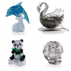 Подборка из 4х штук подарочный. 3д Пазл для мальчика Дельфин со светом, Лебедь, Панда, Череп Подборка из 4х штук подарочный. 3д Пазл для мальчика Дельфин со светом, Лебедь, Панда, Череп