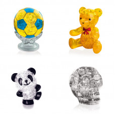 Комплект 4 пазла новогодний. 3D пазл антистресс Футбольный мяч, Мишка, Панда Со светом, Череп Комплект 4 пазла новогодний. 3D пазл антистресс Футбольный мяч, Мишка, Панда Со светом, Череп