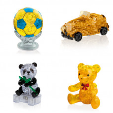 Игрушки 4 штуки на Новый год. Пазл подарок классу Футбольный мяч, Машина, Панда, Мишка
