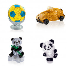 Подборка 4 пазла новогодний. 3D пазл для девочки Футбольный мяч, Машина, Панда, Панда Со светом