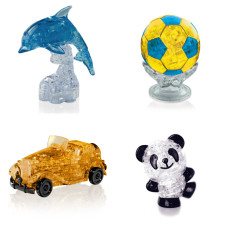 Подборка 4 штуки на Новый год. Пазл антистресс Дельфин со светом, Футбольный мяч, Машина, Панда Со светом