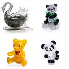 Подборка 4 штуки подарочный. 3D пазл для мальчика Лебедь, Панда, Мишка, Панда Со светом