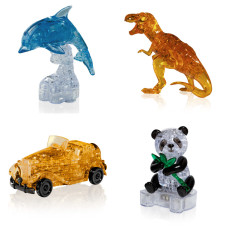 Подборка 4 штуки подарочный. 3D пазл антистресс Дельфин со светом, Динозавр, Машина, Панда