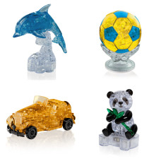 Игрушки из 4х штук на Новый год. Конструктор подарок классу Дельфин со светом, Футбольный мяч, Машина, Панда