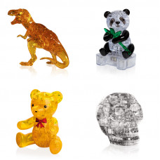 Игрушки 4 пазла на Новый год. 3д Пазл антистресс Динозавр, Панда, Мишка, Череп Игрушки 4 пазла на Новый год. 3д Пазл антистресс Динозавр, Панда, Мишка, Череп