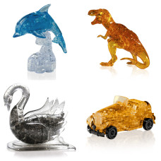 Коллекция из 4х штук в подарок. 3д Пазл для мальчика Дельфин со светом, Динозавр, Лебедь, Машина Коллекция из 4х штук в подарок. 3д Пазл для мальчика Дельфин со светом, Динозавр, Лебедь, Машина