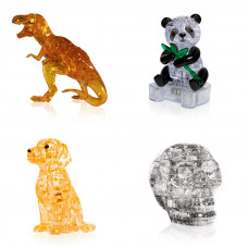 Набор 4 штуки новогодний. Модель для сборки для детей Динозавр, Панда, Собачка, Череп