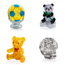 Коллекция 4 штуки в подарок. Crystal Puzzle подарок классу Футбольный мяч, Панда, Мишка, Череп