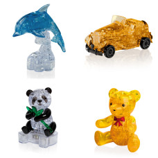 Игрушки 4 штуки подарочный. Фигурка для мальчика Дельфин со светом, Машина, Панда, Мишка