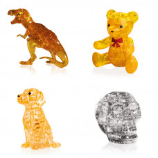 Подборка 4 пазла новогодний. Crystal Puzzle антистресс Динозавр, Мишка, Собачка, Череп