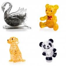 Набор из 4х штук на Новый год. Crystal Puzzle для мальчика Лебедь, Мишка, Собачка, Панда Со светом