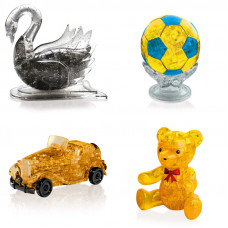 Комплект из 4х штук на Новый год. 3д Пазл для девочки Лебедь, Футбольный мяч, Машина, Мишка Комплект из 4х штук на Новый год. 3д Пазл для девочки Лебедь, Футбольный мяч, Машина, Мишка