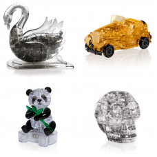 Подборка 4 пазла подарочный. Конструктор для мальчика Лебедь, Машина, Панда, Череп