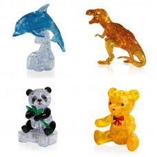 Игрушки 4 пазла новогодний. Crystal Puzzle антистресс Дельфин со светом, Динозавр, Панда, Мишка Игрушки 4 пазла новогодний. Crystal Puzzle антистресс Дельфин со светом, Динозавр, Панда, Мишка
