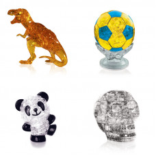 Набор из 4х штук на Новый год. Модель для сборки для девочки Динозавр, Футбольный мяч, Панда Со светом, Череп