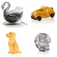 Игрушки 4 пазла в подарок. Модель для сборки для мальчика Лебедь, Машина, Собачка, Череп Игрушки 4 пазла в подарок. Модель для сборки для мальчика Лебедь, Машина, Собачка, Череп