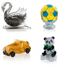 Подборка 4х новогодних игрушек 3д Пазл антистресс Лебедь, Футбольный мяч, Машина, Панда