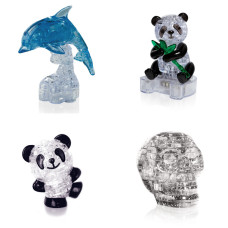 Комплект 4 штуки подарочный. Модель для сборки для девочки Дельфин со светом, Панда, Панда Со светом, Череп Комплект 4 штуки подарочный. Модель для сборки для девочки Дельфин со светом, Панда, Панда Со светом, Череп