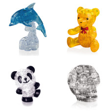 Комплект из 4х штук новогодний. Фигурка для мальчика Дельфин со светом, Мишка, Панда Со светом, Череп