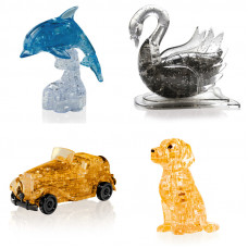Коллекция 4 штуки подарочный. 3д Пазл для мальчика Дельфин со светом, Лебедь, Машина, Собачка