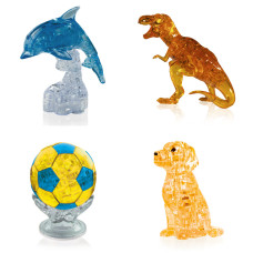 Коллекция из 4х штук в подарок. Crystal Puzzle для девочки Дельфин со светом, Динозавр, Футбольный мяч, Собачка Коллекция из 4х штук в подарок. Crystal Puzzle для девочки Дельфин со светом, Динозавр, Футбольный мяч, Собачка