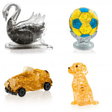 Комплект 4 штуки в подарок. Crystal Puzzle антистресс Лебедь, Футбольный мяч, Машина, Собачка Комплект 4 штуки в подарок. Crystal Puzzle антистресс Лебедь, Футбольный мяч, Машина, Собачка