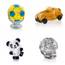 Игрушки головоломки набор из 4х штук. Антистресс Футбольный мяч, Машина, Панда Со светом, Череп
