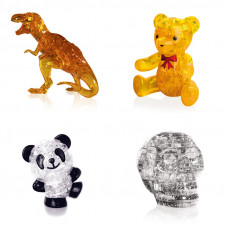 Игрушки 4 штуки подарочный. 3D пазл для мальчика Динозавр, Мишка, Панда Со светом, Череп