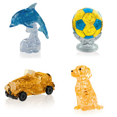 Коллекция из 4х штук в подарок. Crystal Puzzle для девочки Дельфин со светом, Футбольный мяч, Машина, Собачка Коллекция из 4х штук в подарок. Crystal Puzzle для девочки Дельфин со светом, Футбольный мяч, Машина, Собачка