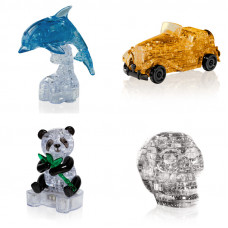 Игрушки 4 пазла в подарок. Пазл подарок классу Дельфин со светом, Машина, Панда, Череп Игрушки 4 пазла в подарок. Пазл подарок классу Дельфин со светом, Машина, Панда, Череп