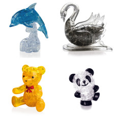 Комплект 4 штуки новогодний. 3D пазл для мальчика Дельфин со светом, Лебедь, Мишка, Панда Со светом Комплект 4 штуки новогодний. 3D пазл для мальчика Дельфин со светом, Лебедь, Мишка, Панда Со светом