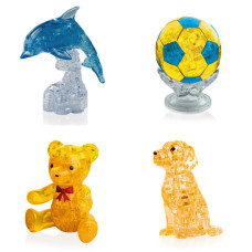 Игрушки 4 штуки подарочный. Фигурка для мальчика Дельфин со светом, Футбольный мяч, Мишка, Собачка