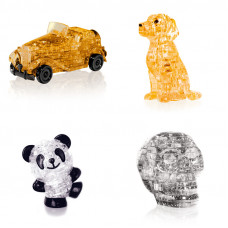 Комплект из 4х пазлов Фигурка-головоломка для мальчика Машина, Собачка, Панда Со светом, Череп Комплект из 4х пазлов Фигурка-головоломка для мальчика Машина, Собачка, Панда Со светом, Череп