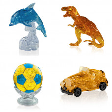 Игрушки 4 пазла на Новый год. Конструктор для детей Дельфин со светом, Динозавр, Футбольный мяч, Машина Игрушки 4 пазла на Новый год. Конструктор для детей Дельфин со светом, Динозавр, Футбольный мяч, Машина