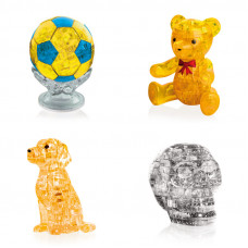Коллекция 4 штуки новогодний. Crystal Puzzle для девочки Футбольный мяч, Мишка, Собачка, Череп