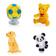 Набор 4 штуки в подарок. Фигурка антистресс Футбольный мяч, Мишка, Собачка, Панда Со светом