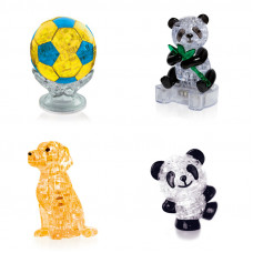 Подборка 4 штуки новогодний. Модель для сборки для мальчика Футбольный мяч, Панда, Собачка, Панда Со светом