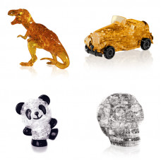 Набор из 4х головоломок. Школьный подарок классу Динозавр, Машина, Панда Со светом, Череп