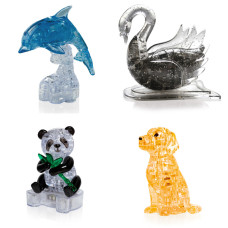 Игрушки 4 штуки на Новый год. Пазл подарок классу Дельфин со светом, Лебедь, Панда, Собачка