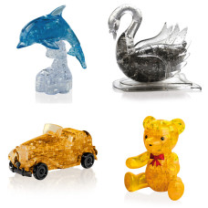 Комплект 4 штуки подарочный. 3д Пазл антистресс Дельфин со светом, Лебедь, Машина, Мишка Комплект 4 штуки подарочный. 3д Пазл антистресс Дельфин со светом, Лебедь, Машина, Мишка