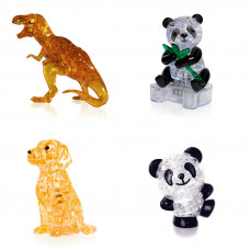 Подборка 4 пазла на Новый год. Crystal Puzzle для детей Динозавр, Панда, Собачка, Панда Со светом